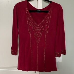 Lucky Brand Boho tunic in Cranberry red